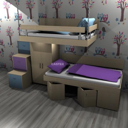 Patrové postele - skříň, schody ze zásuvek